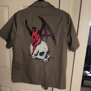 Brown Shirt with Red Devil Graphic